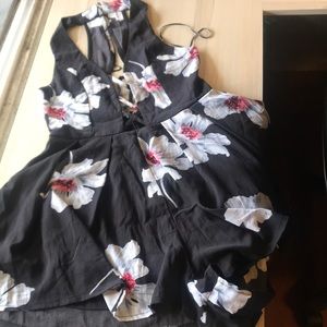 Black floral romper